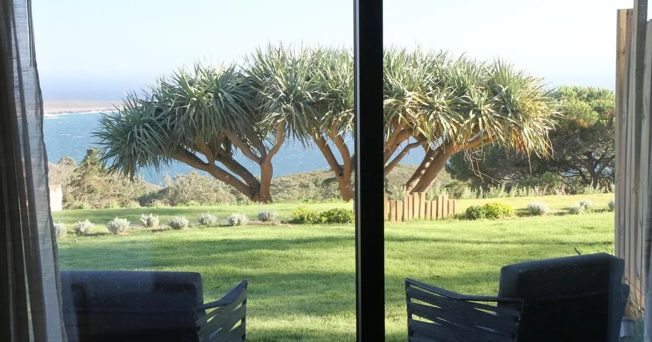 Garden and ocean views from the Arinto Room window