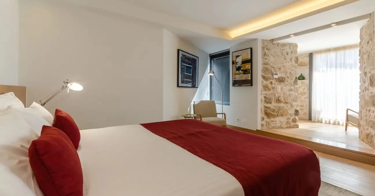 Soft linen bedding prepared for guests