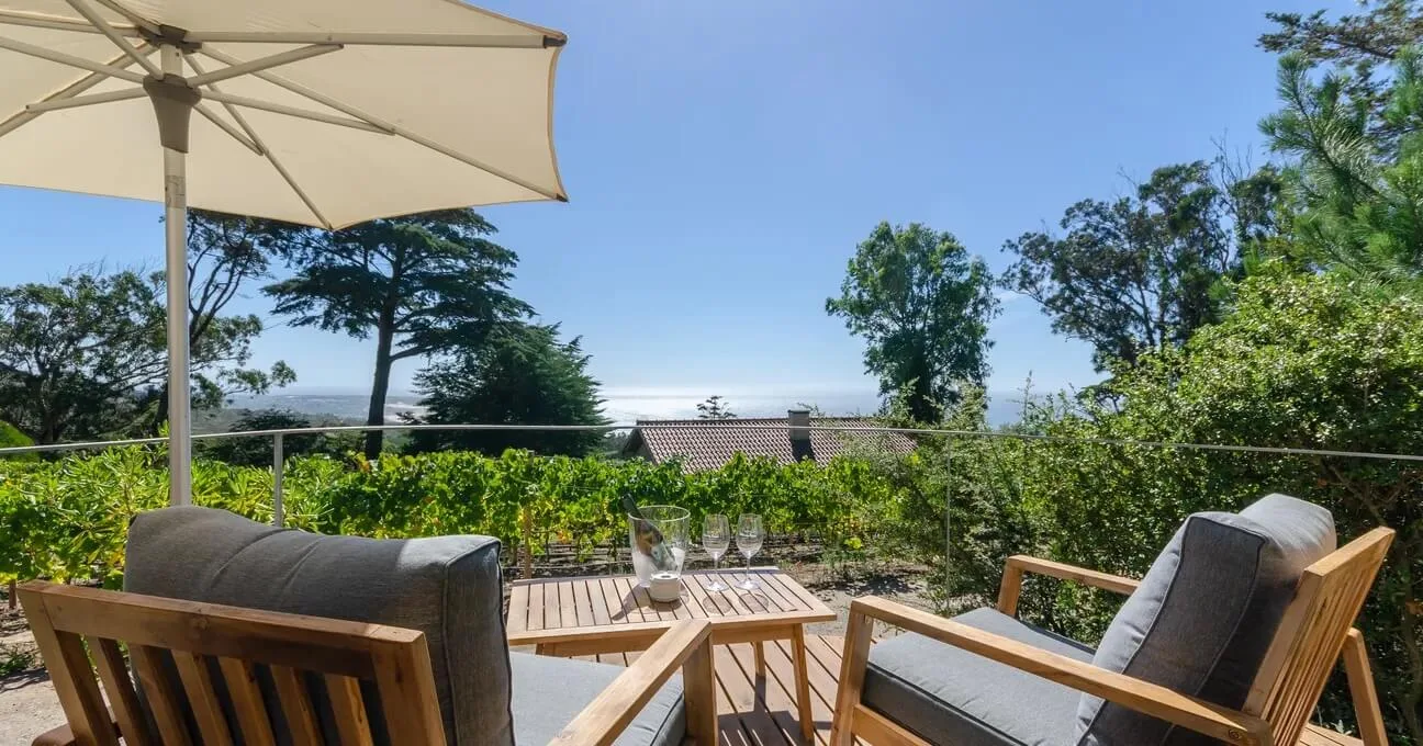 Private terrace with views of the vineyards and coastline