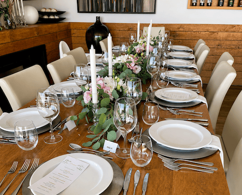Wedding table prepared for a private celebration near Sintra and Lisbon