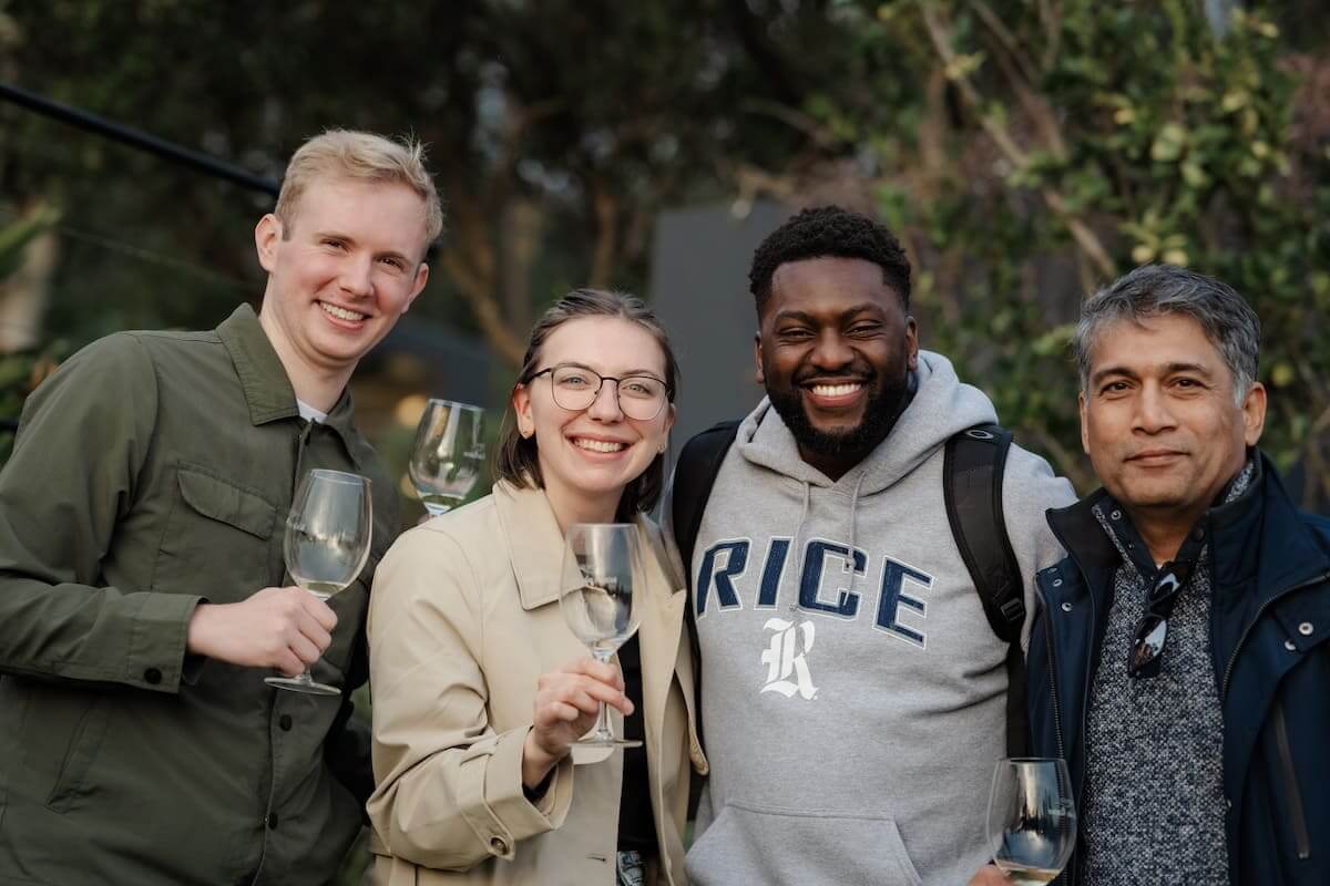 Guests raising glasses during a private wine tasting