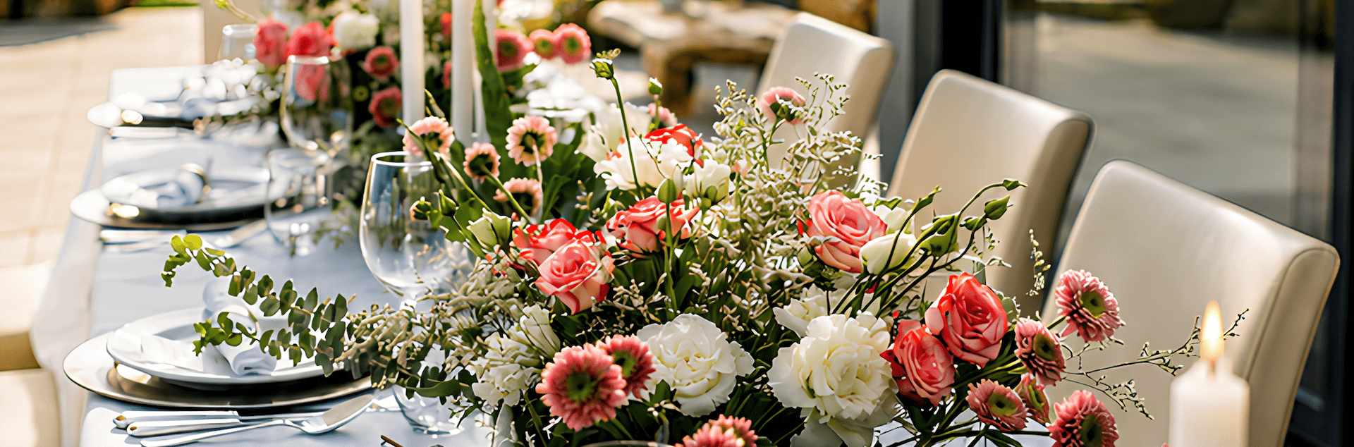 Elegant event table decorated with flowers