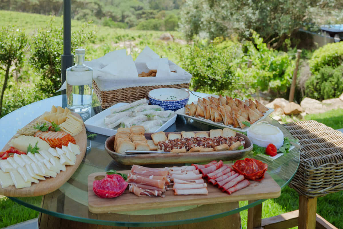 Local snacks served for the wine tasting at the boutique hotel