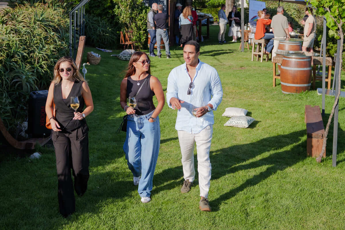 Guests are walking during wine tasting event at the wine estate near Cascais